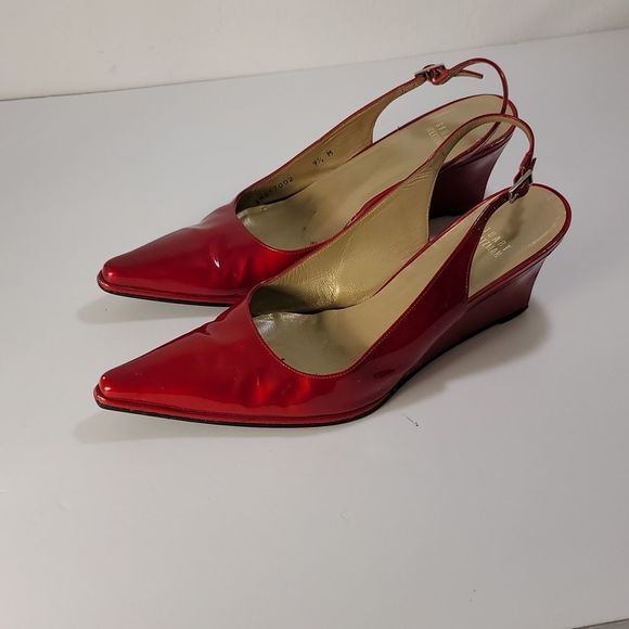 Stuart Weitzman Red Patent Leather Wedge Size